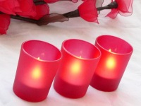 Red  Frosted Glass Tea Light Candle Holder - Small - BULK Buy